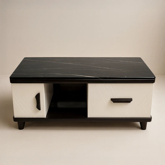 Contemporary Centre Table with Marble Top & Hidden Storage | MDF Board | Home & Office Lounge
