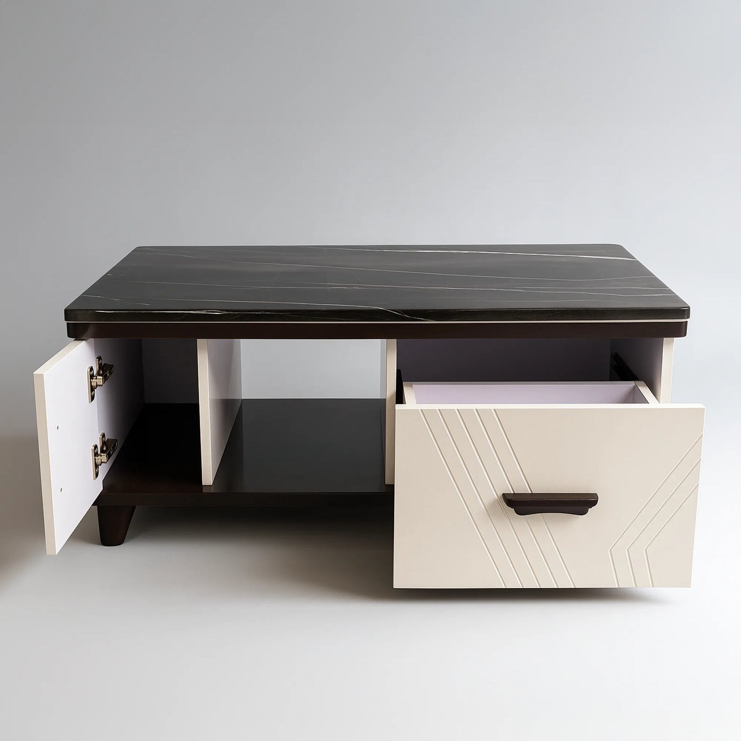 Contemporary Centre Table with Marble Top & Hidden Storage | MDF Board | Home & Office Lounge