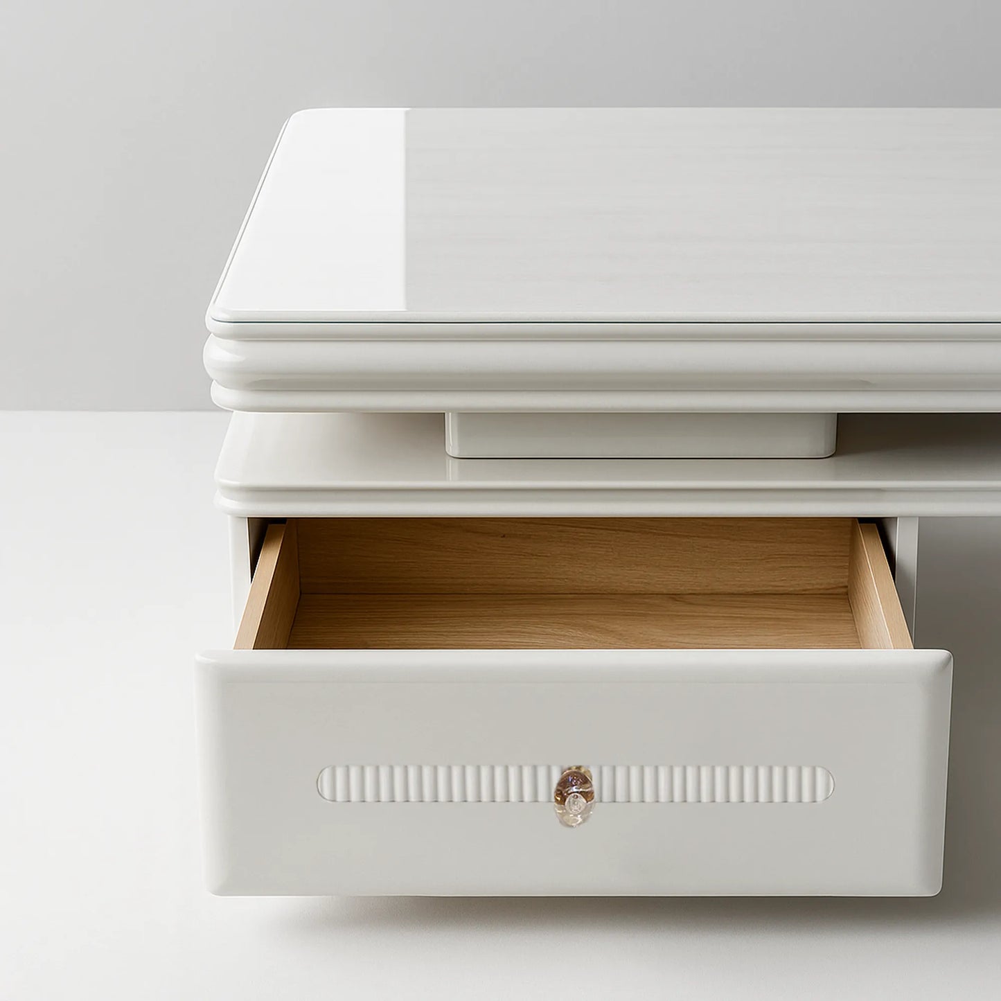 Premium MDF Center Table – Marble-Effect Top, Spacious Shelf & Drawer | Modern Living Room