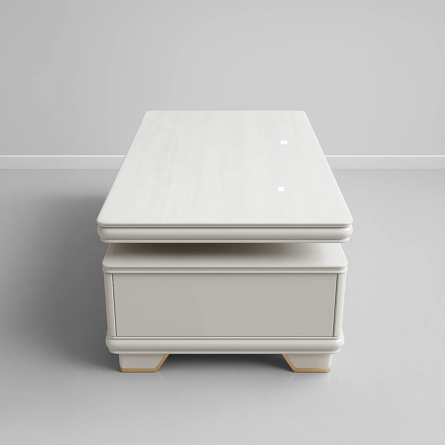 Premium MDF Center Table – Marble-Effect Top, Spacious Shelf & Drawer | Modern Living Room