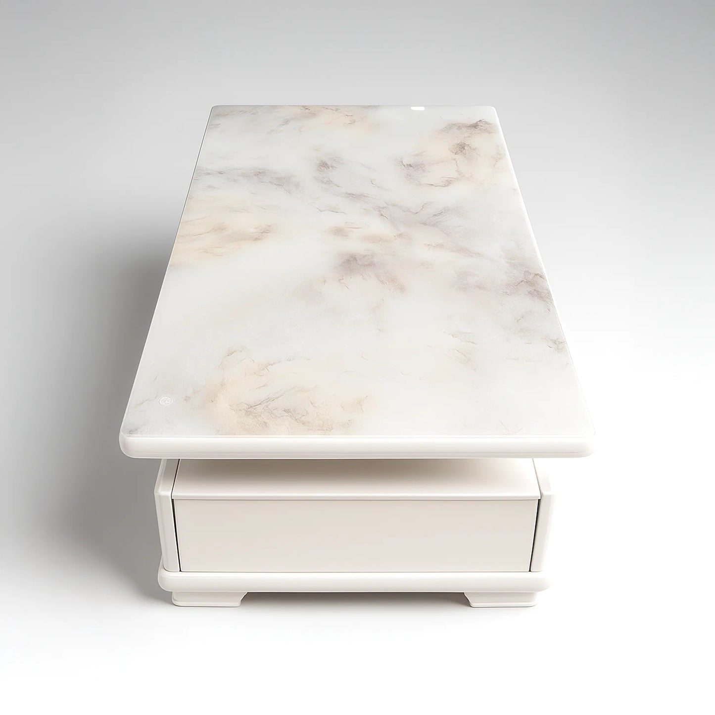 Marble-Top Coffee/Centre Table with Two Drawers & Open Shelf | MDF Board | Free Shipping Kolkata | 5-Year Service Warranty