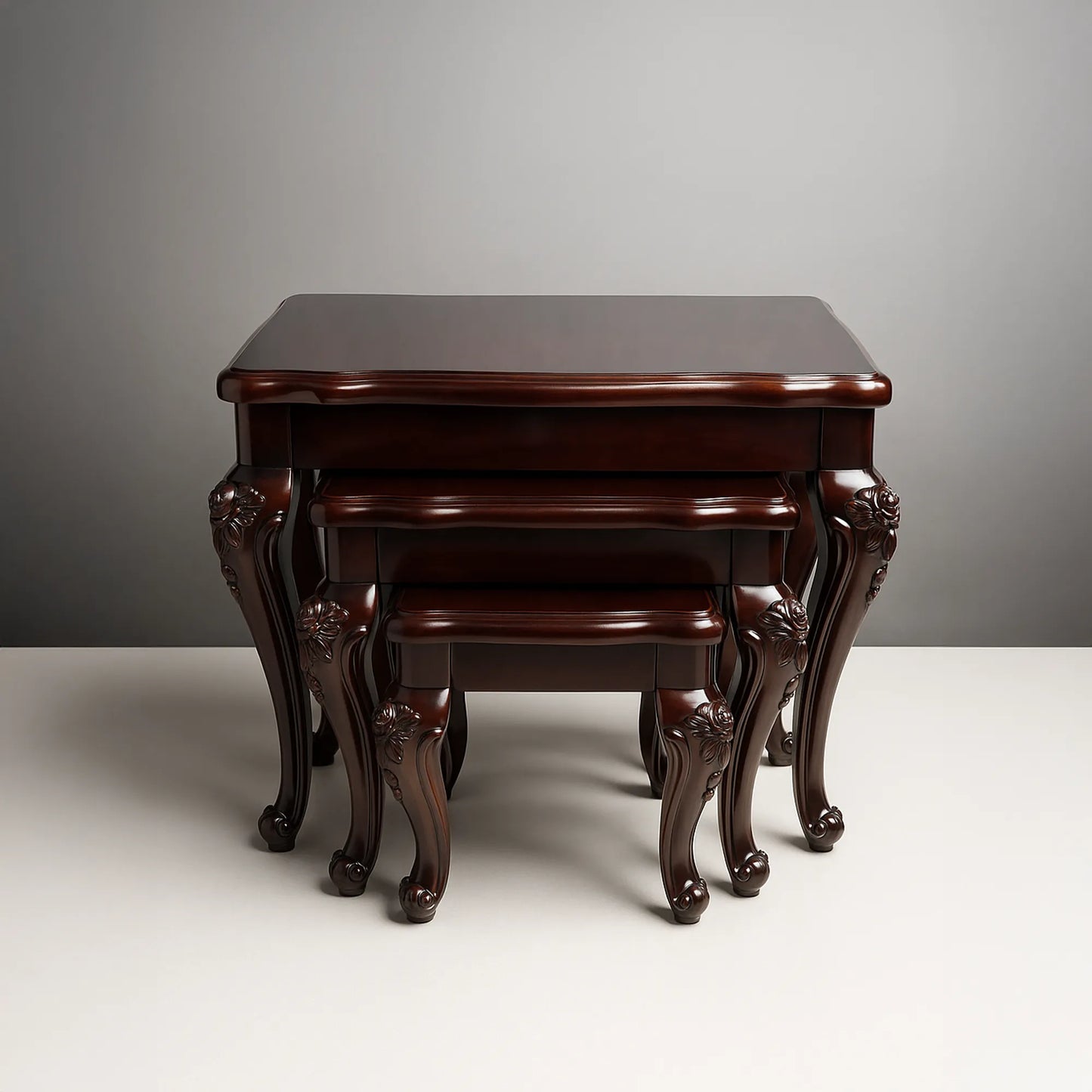 Classic Nesting Center Tables – Set of 3 | MDF Board, Carved Legs | Coffee/Side Tables for Living Room | Free Shipping Kolkata