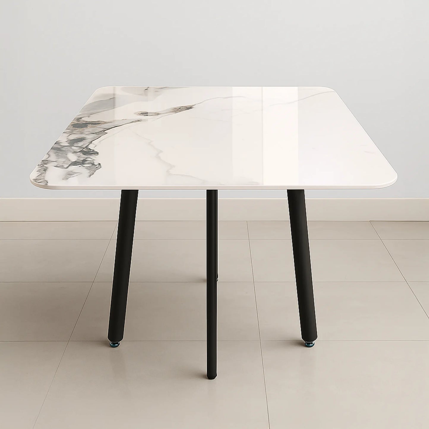 Modern Marble Dining Table Set with 4 Cushioned Chairs – Compact & Stylish