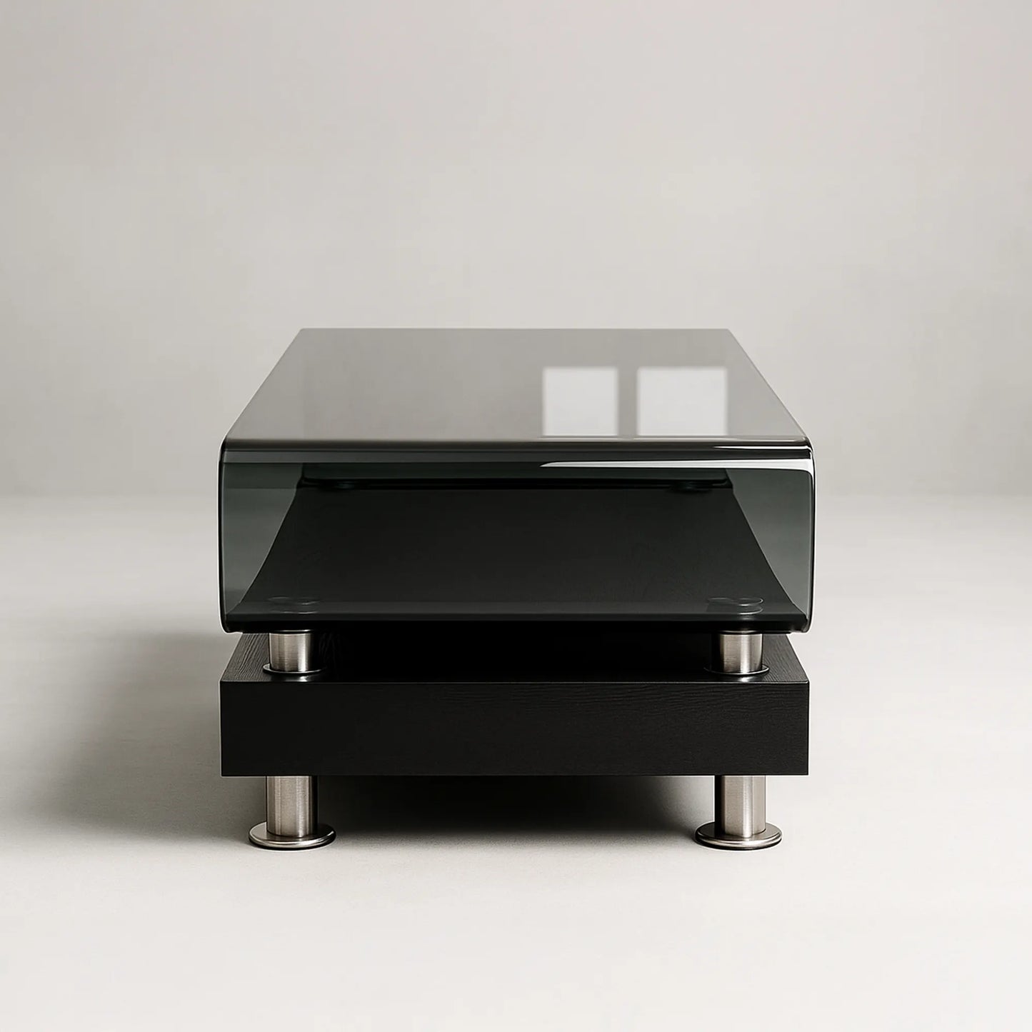Premium Glass-Top Center Table with Storage | MDF Board, Rounded Edges, Metal Feet | 5-Year Service Warranty