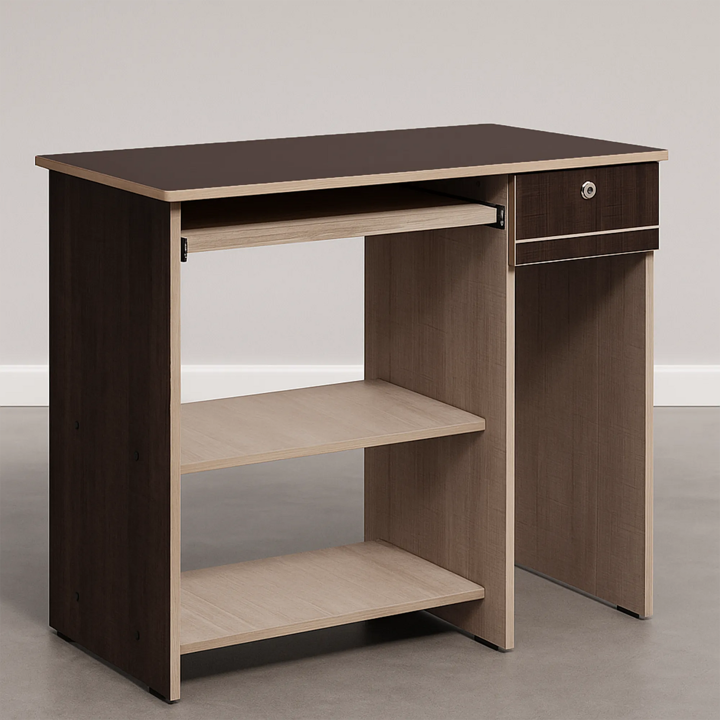 Modern Computer Desk with Keyboard Tray & Lockable Drawer