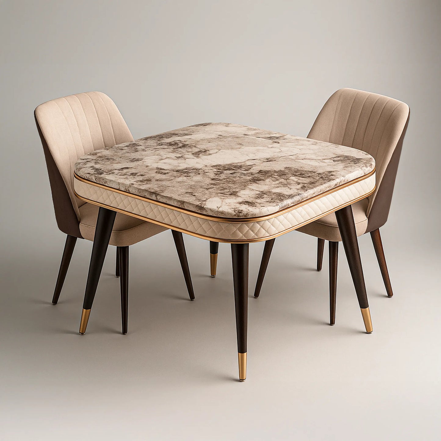Designer Marble Dining Table with 4 Padded Chairs – Premium Beige Finish