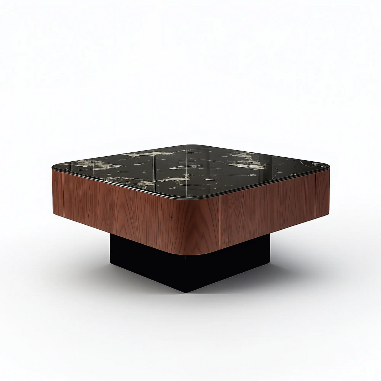 Luxury Marble-Top Square Center Coffee Table with Hidden Drawer | MDF Board | Free Shipping Kolkata | 5-Year Service Warranty