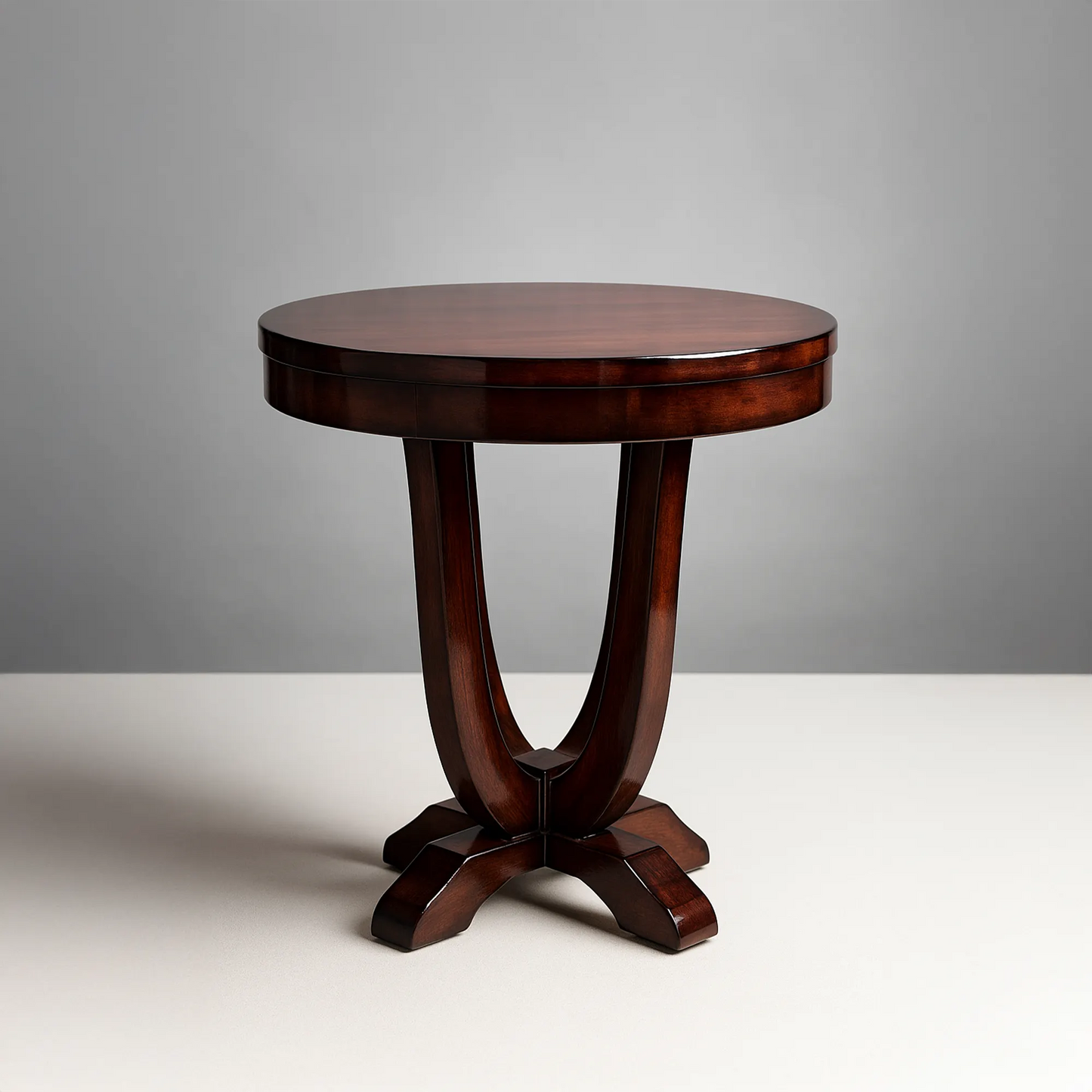 Walnut Finish Round Centre Table | MDF Board, Premium Polish | Living & Drawing Room | Free Shipping Kolkata