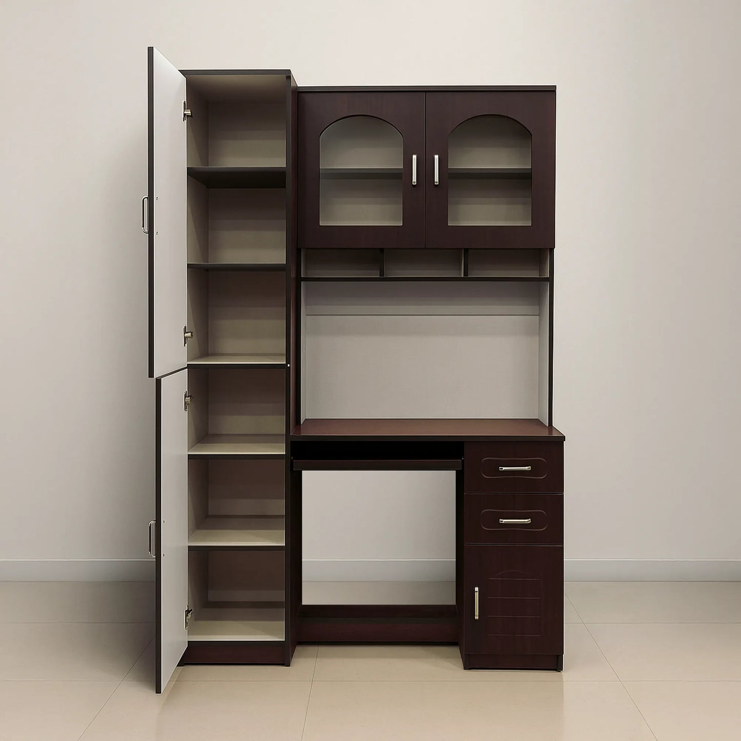 Verona Executive Computer Desk with Tall Cabinet