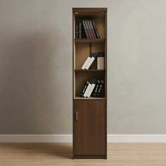 Half-Glass Single-Door MDF Bookshelf