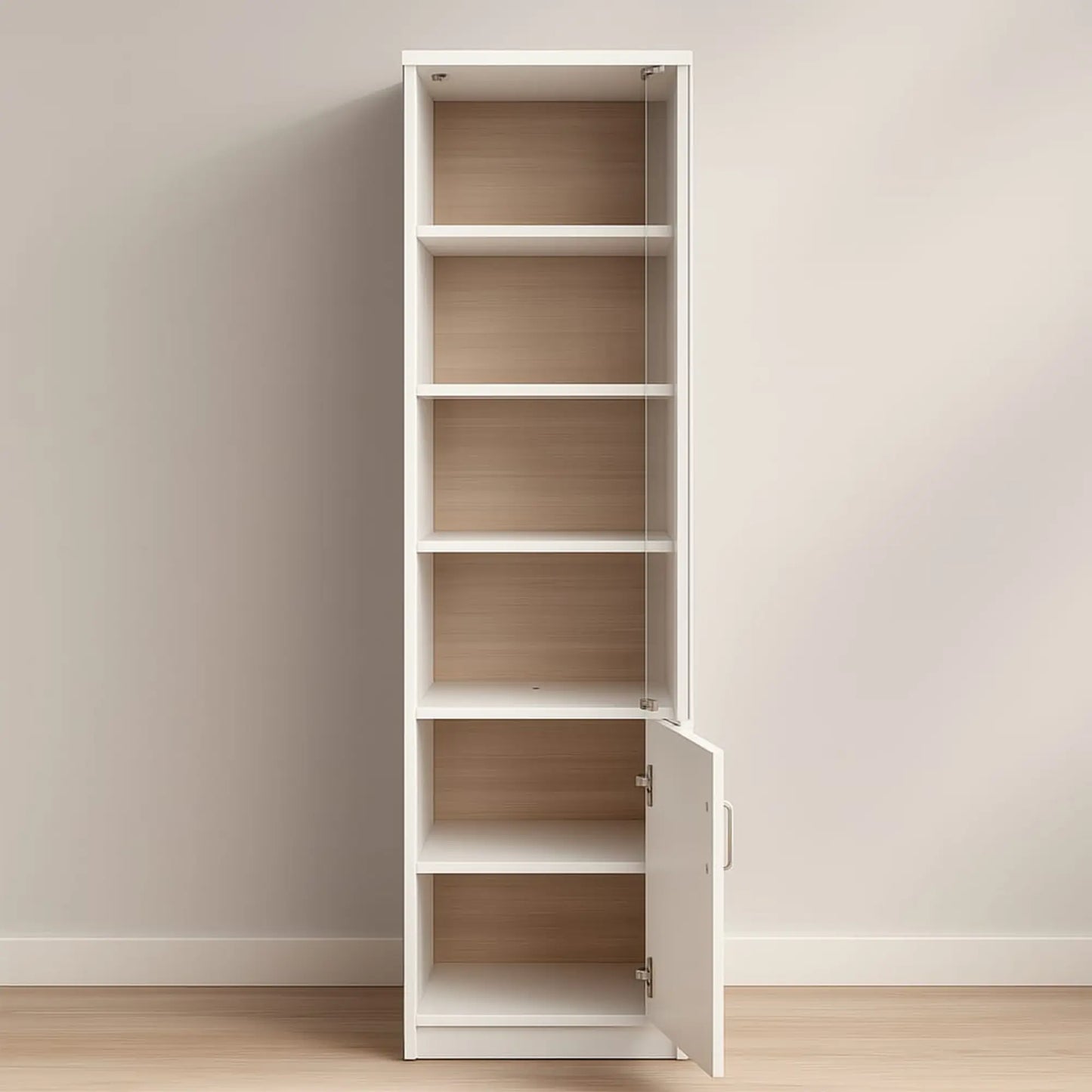 Half-Glass Bookshelf White MDF Bookshelf