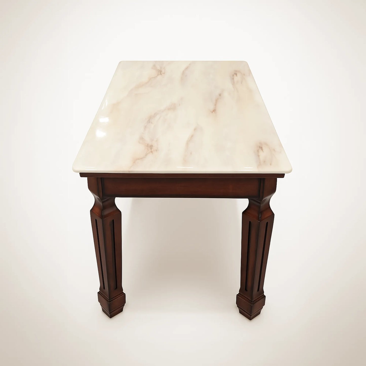 Stylish Marble Dining Table Set with 4 Cushioned Wooden Chairs – Classic Walnut Finish