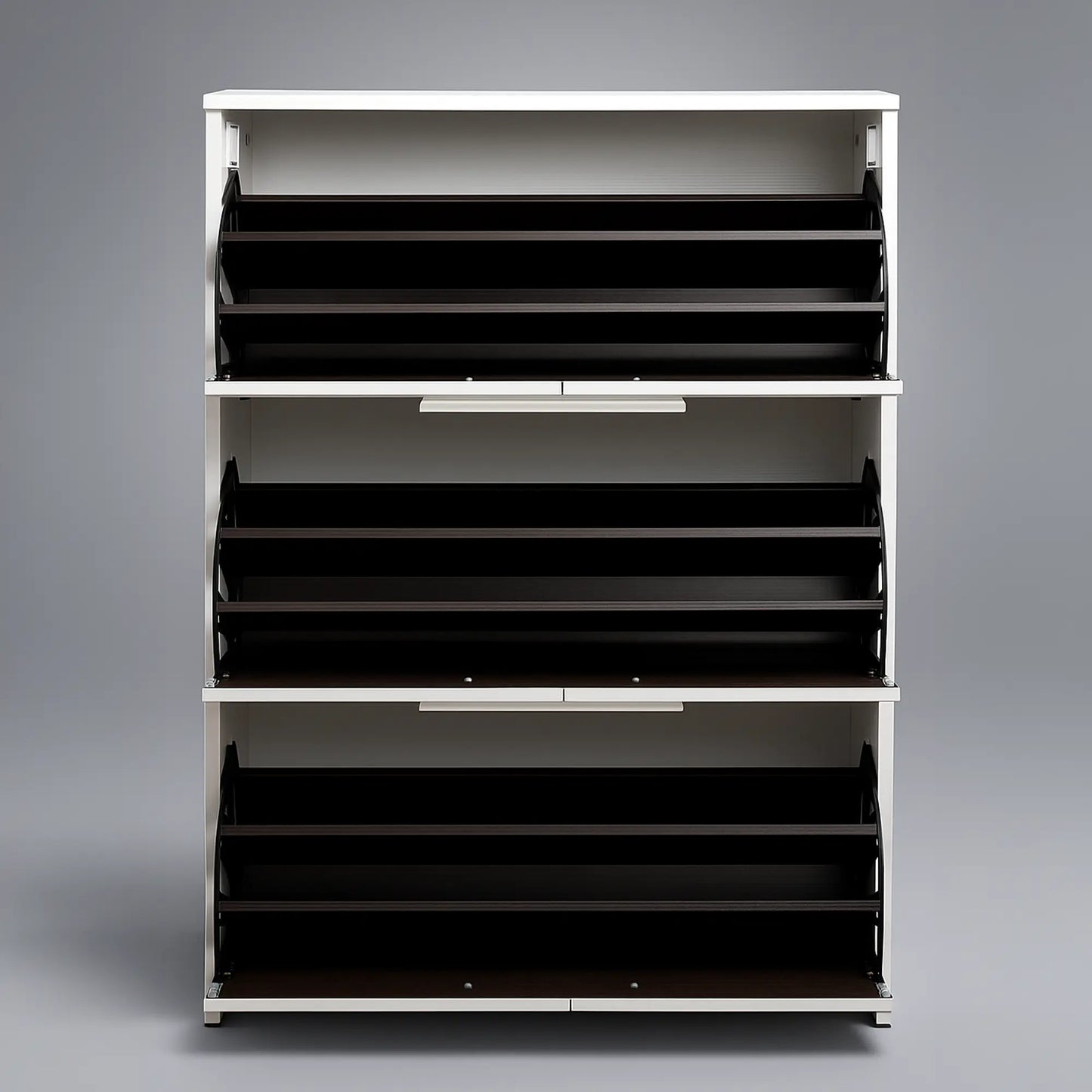 Flap White & Bronze Fluted Shoe Rack