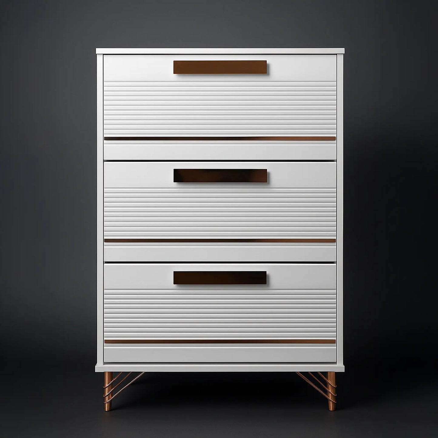 Flap White & Bronze Fluted Shoe Rack