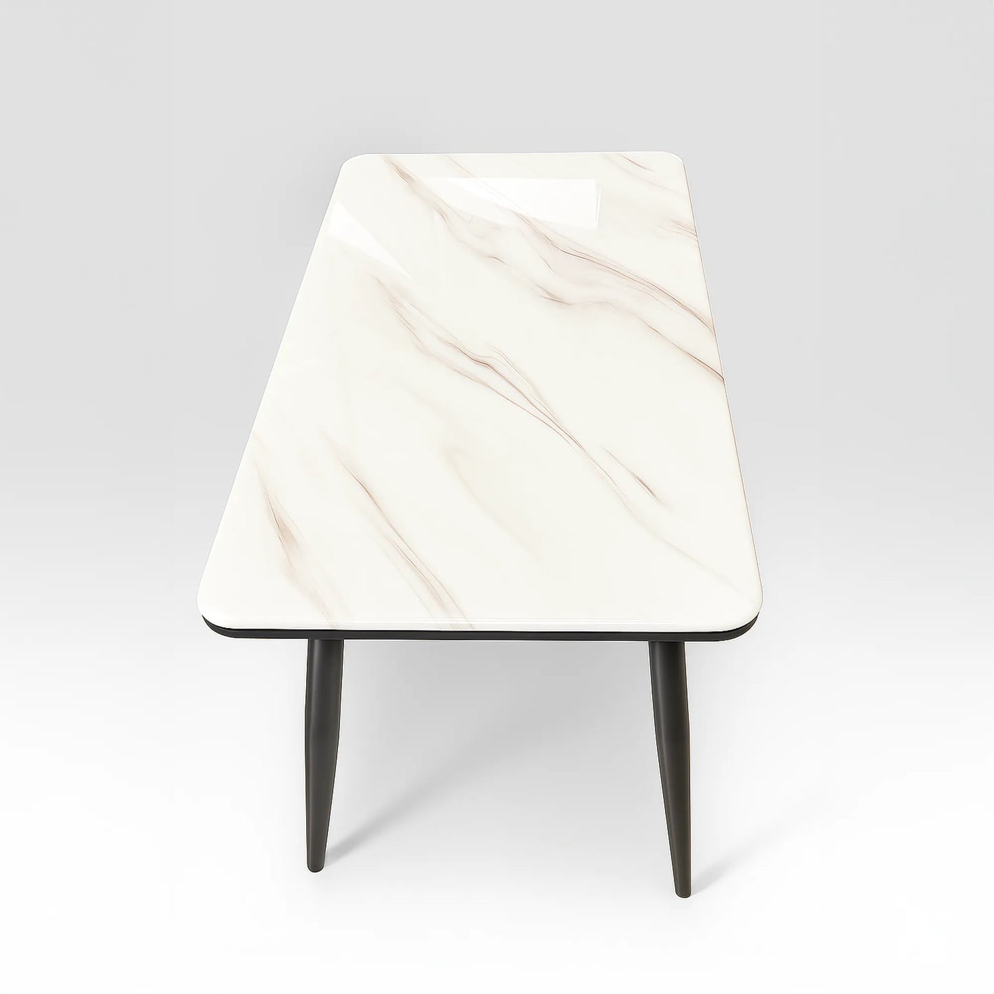 Elegant Marble Dining Table Set with 4 Modern Cushioned Chairs – Black & White Finish