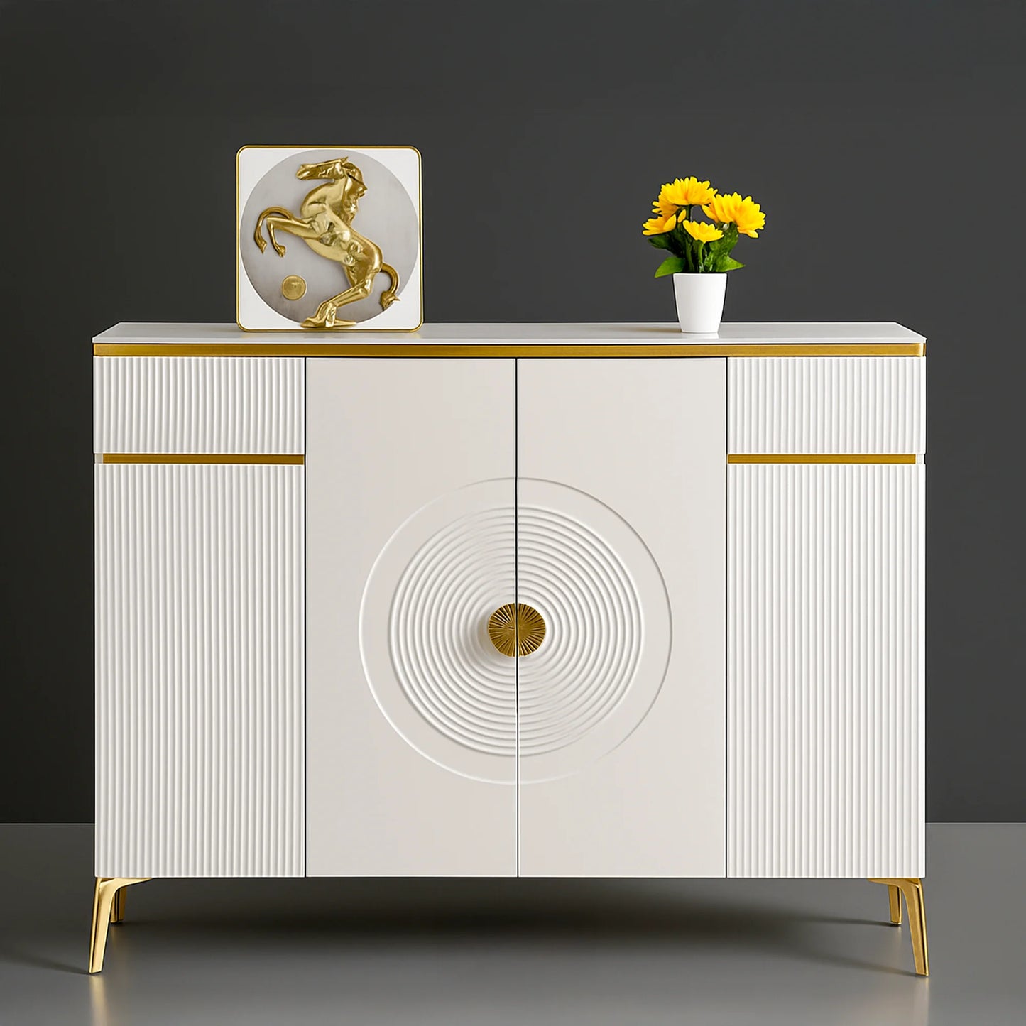 Multipurpose & Shoe Cabinet with Glass Top