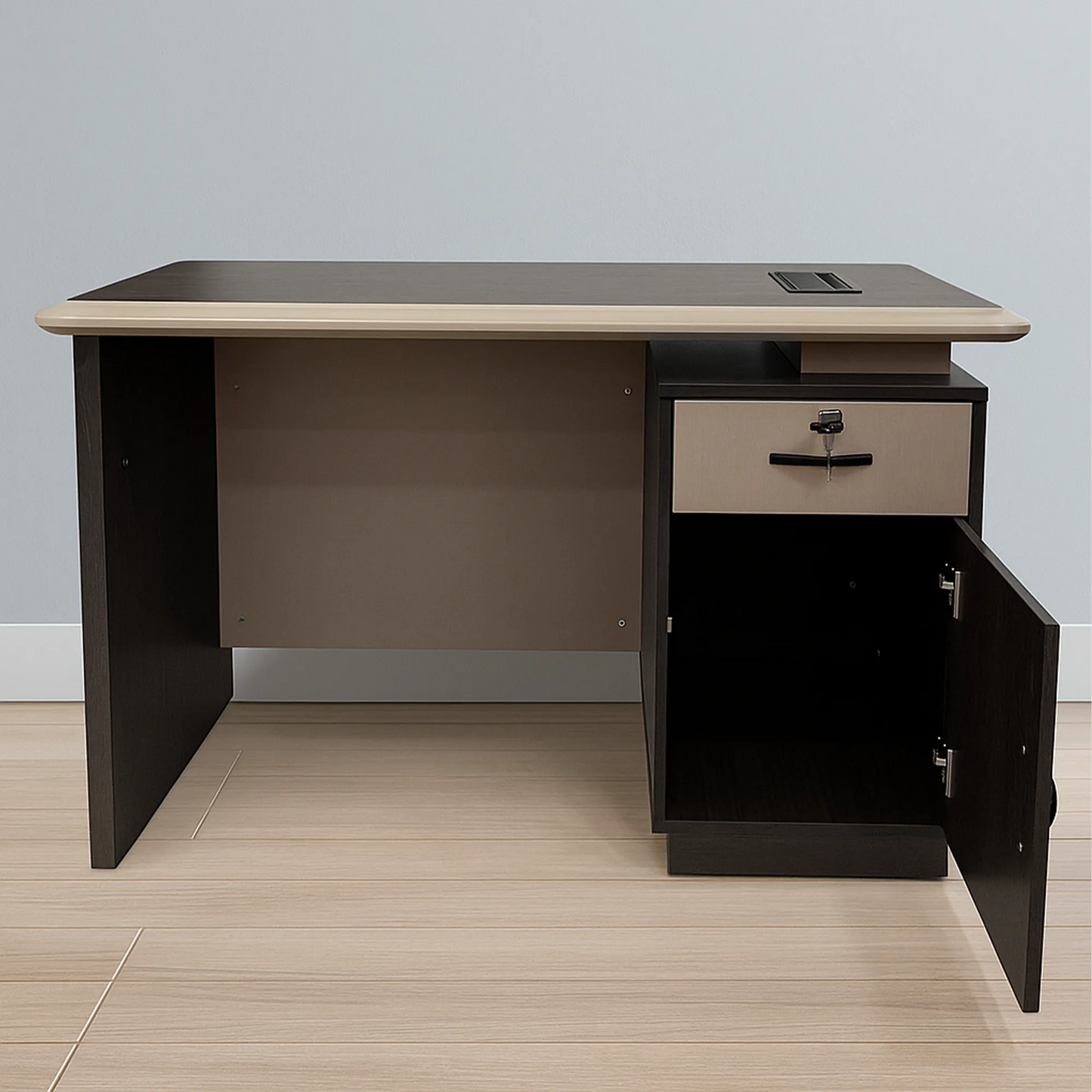 Office table with lockable drawer & cabinet – modern computer desk for home office