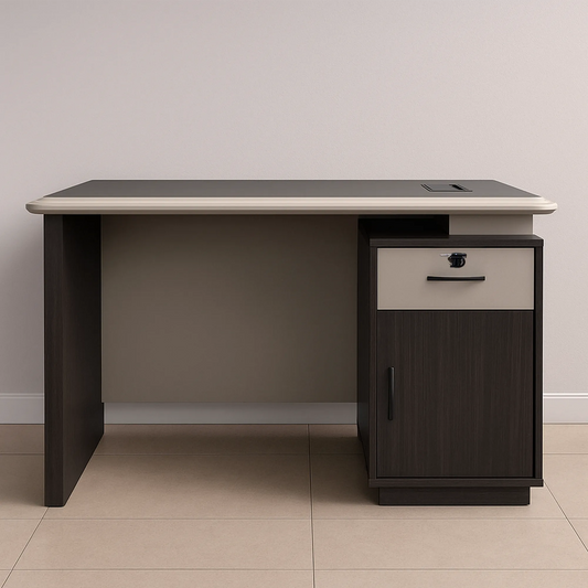 Office table with lockable drawer & cabinet – modern computer desk for home office