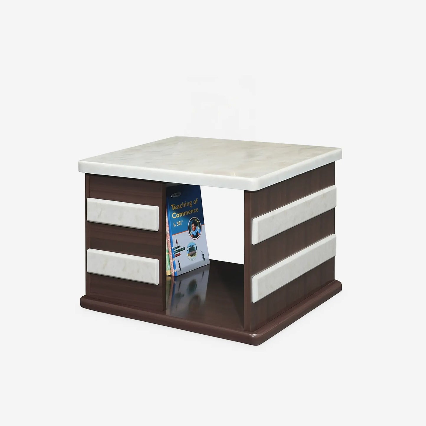 Modern Square Wooden Center Coffee Table with Open Storage | MDF Board | Free Shipping Kolkata | 5-Year Service Warranty