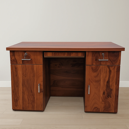 Sahara Office Table with Dual Cabinets & Keyboard Tray