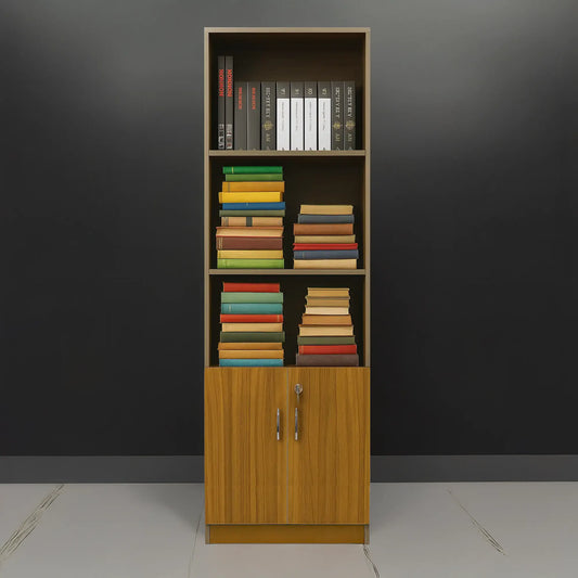 Open Bookshelf & Lockable Base Cabinet