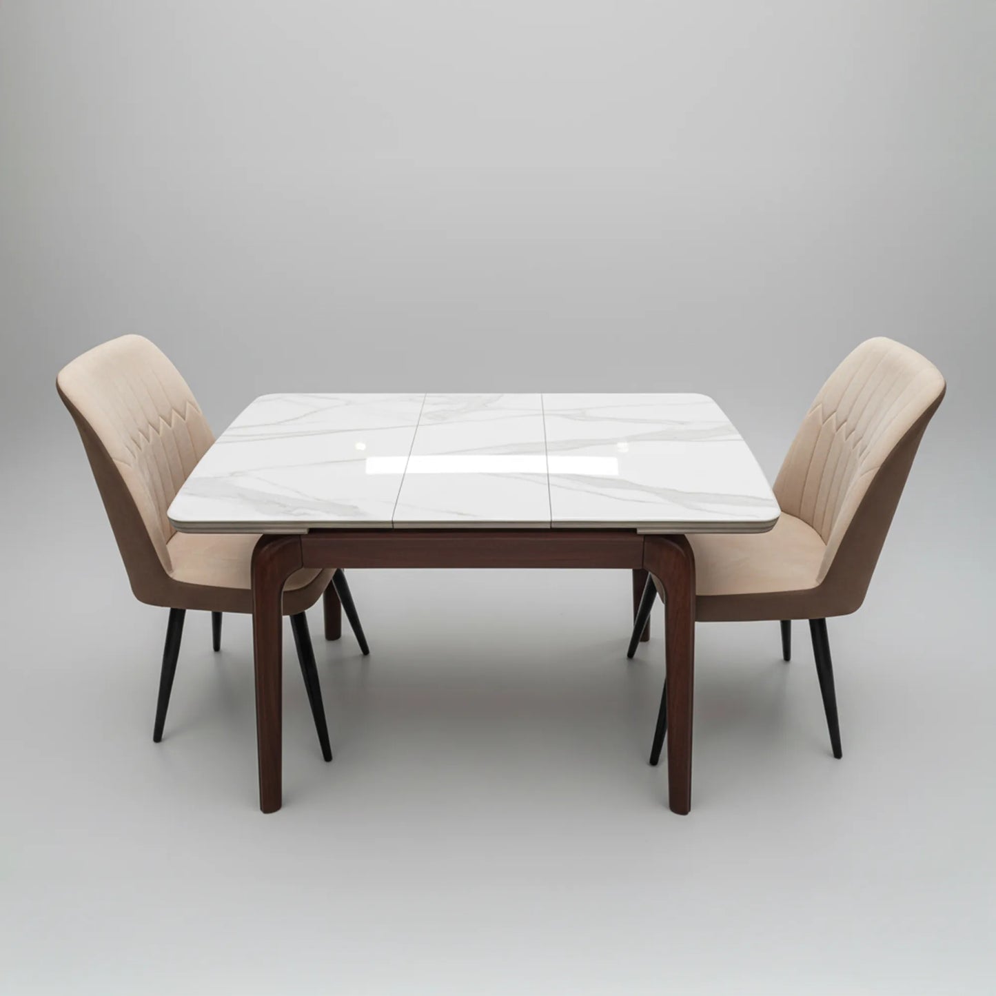 Expandable Marble Dining Table Set with 4 Cushioned Chairs – Space-Saving Design