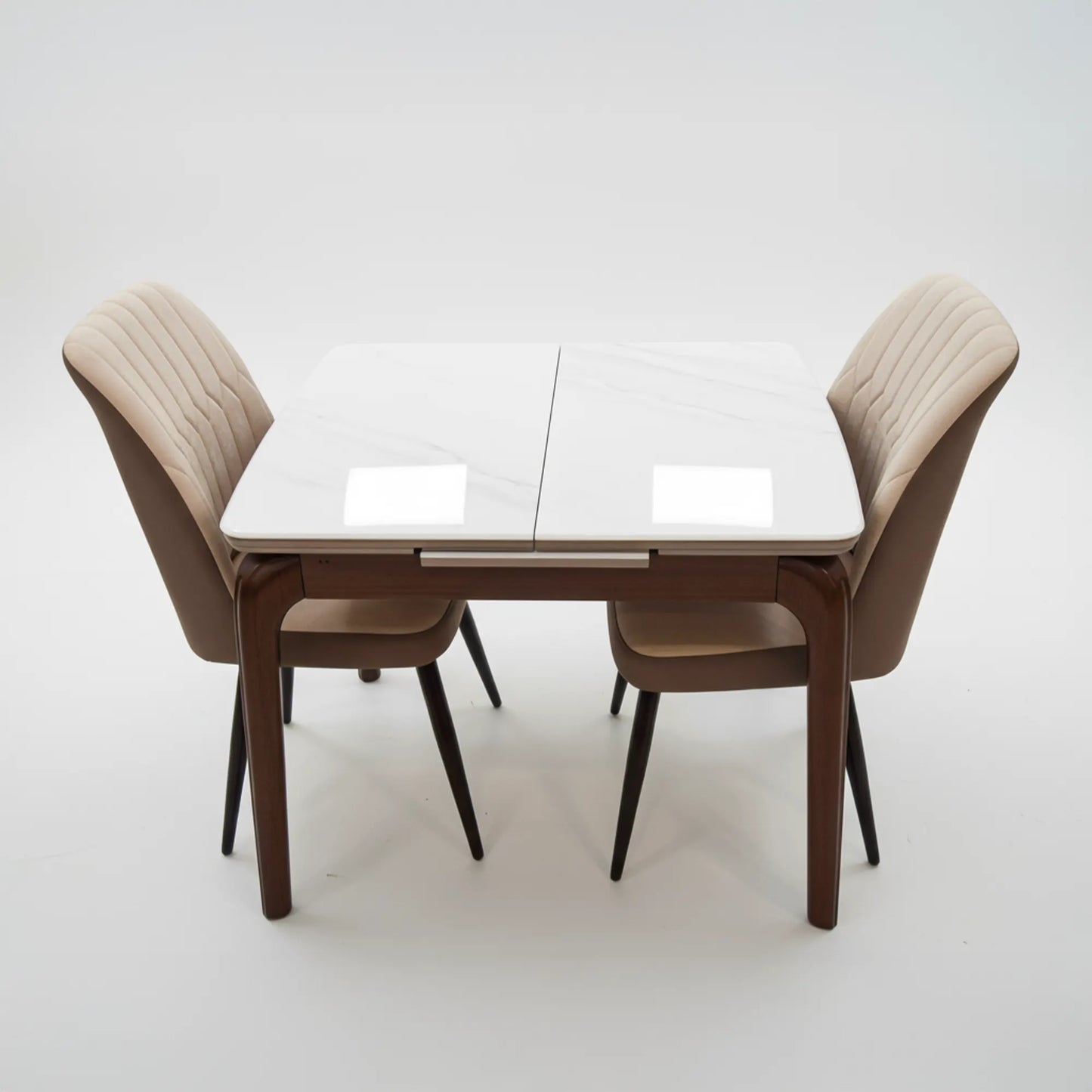 Expandable Marble Dining Table Set with 4 Cushioned Chairs – Space-Saving Design