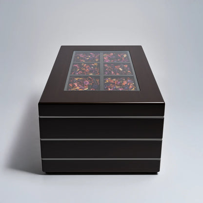 Curio Display Centre Table — Glass Inset Top, Lower Shelf | MDF | 39x21 in | Contemporary Wood Finish