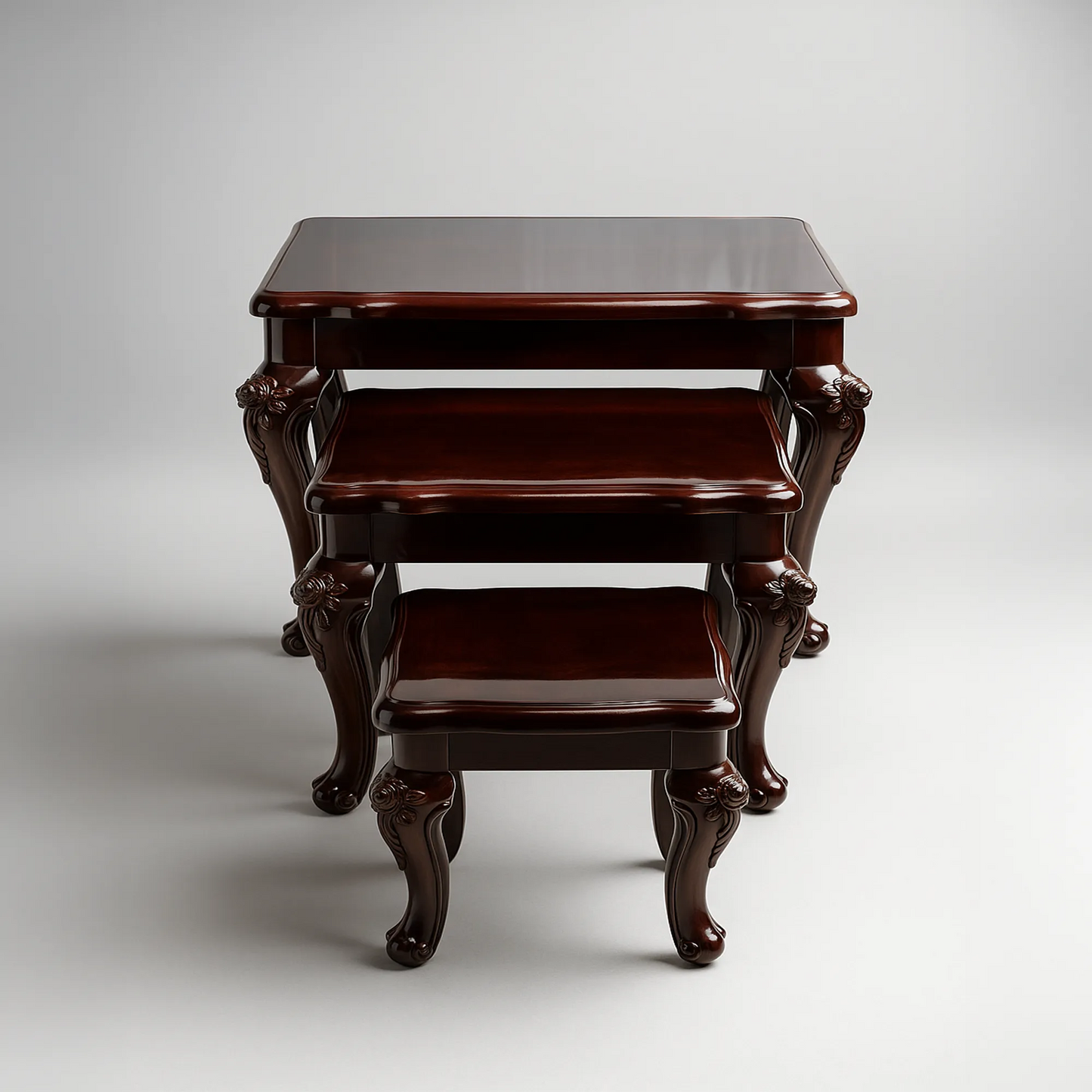 Classic Nesting Center Tables – Set of 3 | MDF Board, Carved Legs | Coffee/Side Tables for Living Room | Free Shipping Kolkata