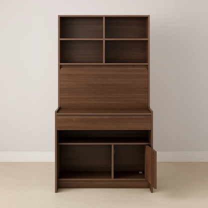 Space-Saving Fold-Down Desk with Hutch
