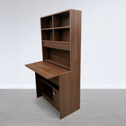 Space-Saving Fold-Down Desk with Hutch