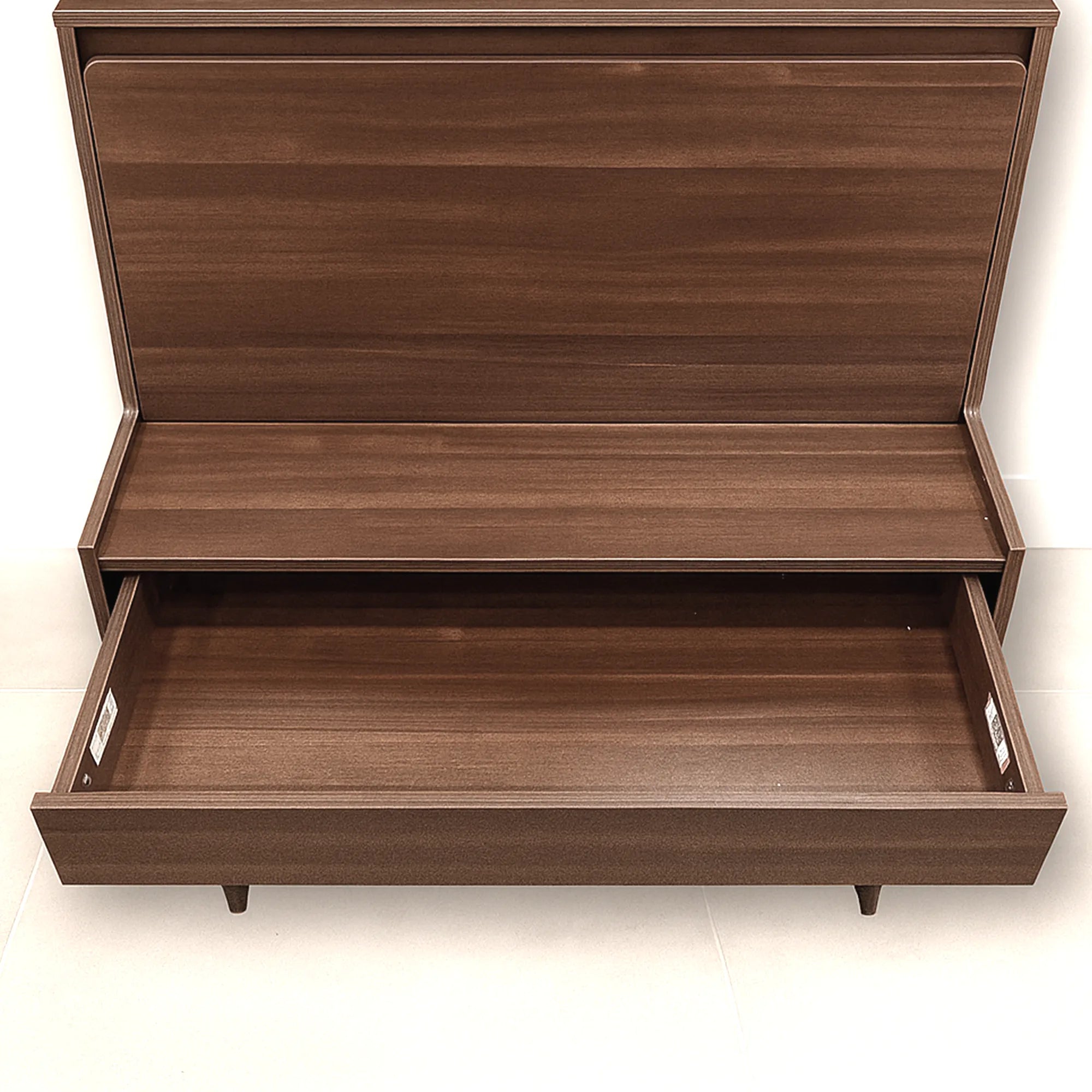 Detail of wide storage drawer on the Cosmo study table