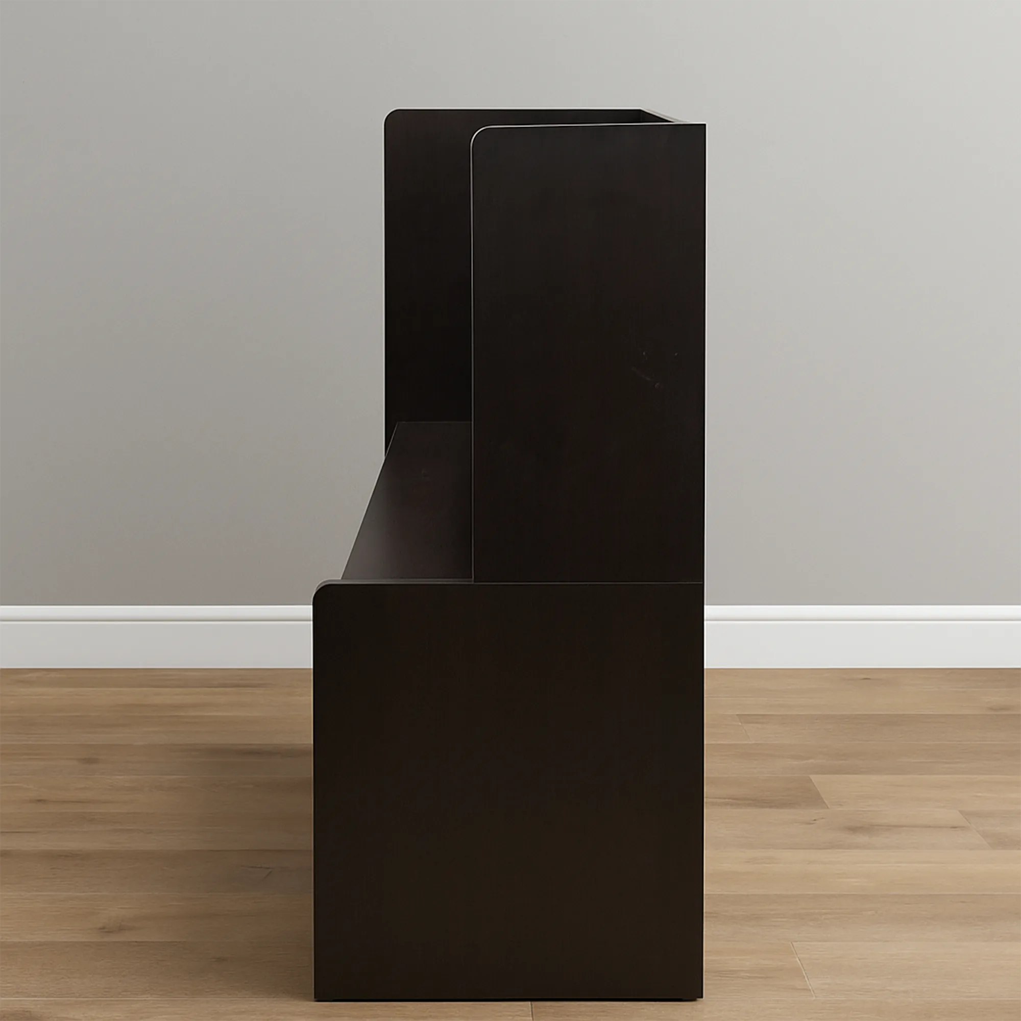 Side profile of the compact computer desk
