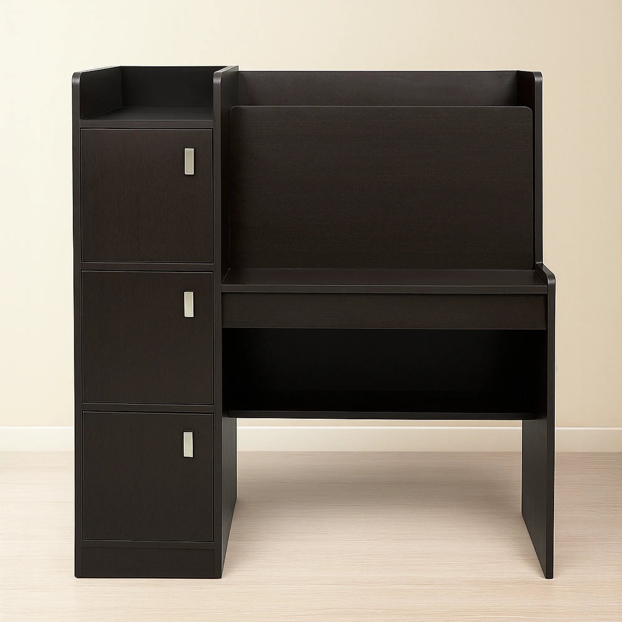 Kosmo Winner Study Table with Hutch and 3 Storage Cabinets