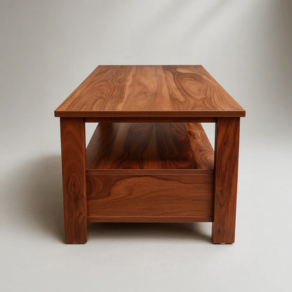 Space-Saving Living Room Centre Table with Storage | 32 × 20 in | MDF | Walnut Look | Free Delivery Kolkata