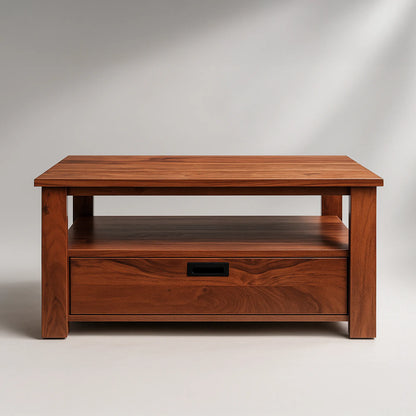 Space-Saving Living Room Centre Table with Storage | 32 × 20 in | MDF | Walnut Look | Free Delivery Kolkata