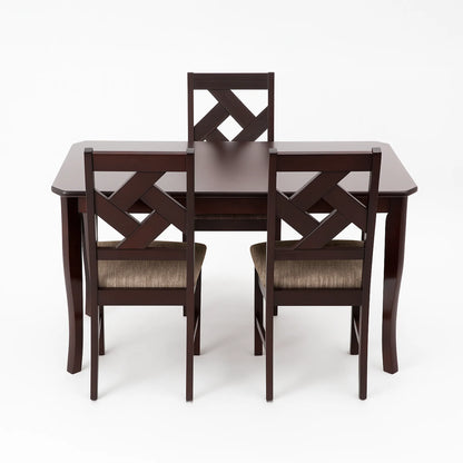 Premium Wooden Dining Table Set with 4 Cushioned Chairs – Elegant Brown Finish